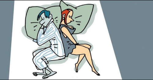 Coppia dorme di spalle