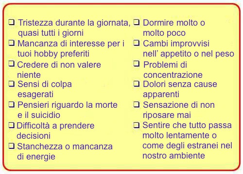 sintomi di una possibile depressione