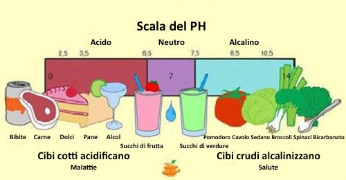 Tabella dei cibi che alcalinizzano e acidificano il corpo