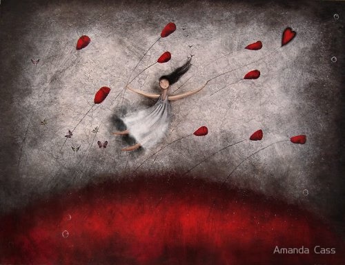 ragazza vola con i cuori