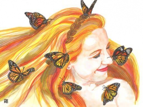 donna con farfalle acciaio indimenticabile