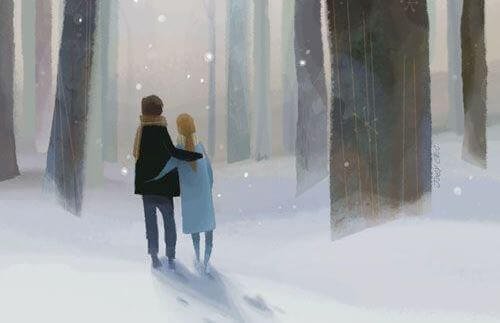 coppia tra la neve