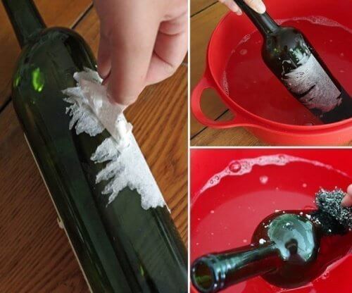 Togliere etichetta dalla bottiglia