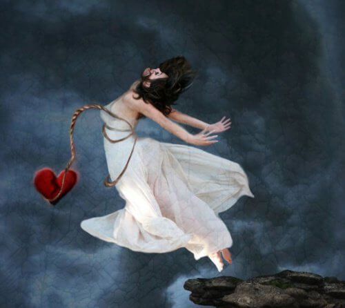 donna che vola con cuore