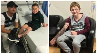 Tatuaggi temporanei ai bambini in ospedale