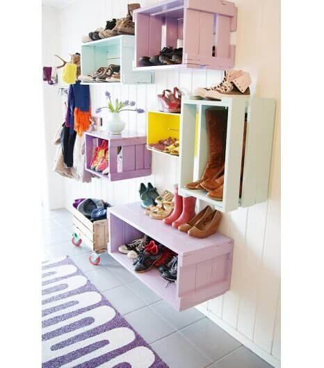 Cassette della frutta per ordinare le scarpe