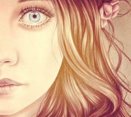 Ragazza con occhi aperti