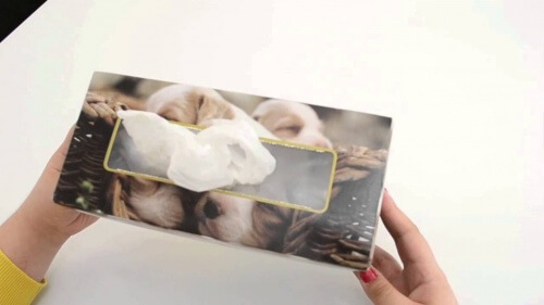 scatola per fazzoletti per raccogliere le buste di plastica