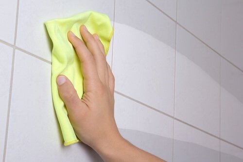 Pulire le piastrelle del bagno