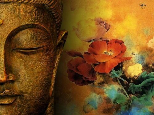 Buddha e fiori namasté