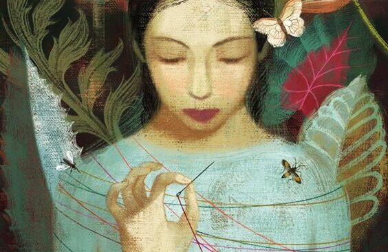 disegno ragazza legata da un filo