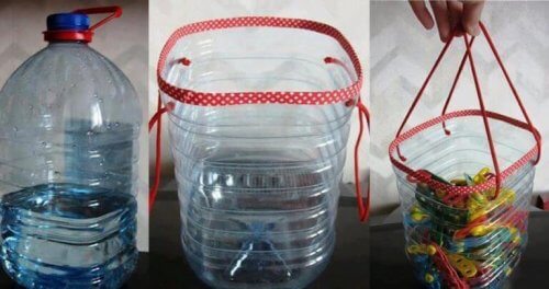 riciclare le bottiglie di plastica - cestino