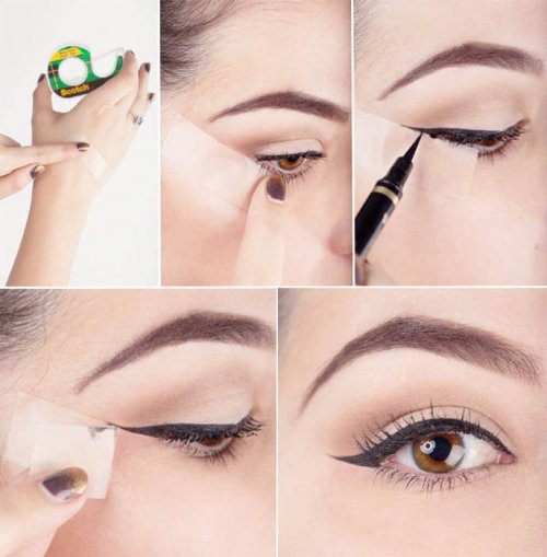 nastro adesivo per delineare gli occhi con l'eyeliner