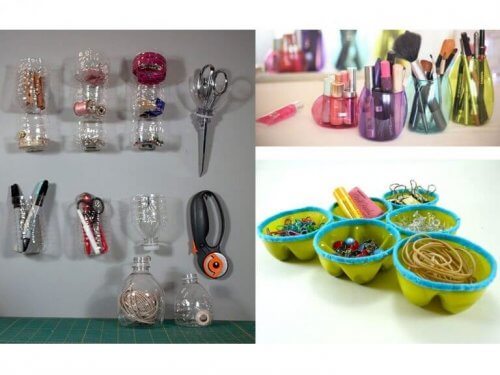 riciclare le bottiglie di plastica - portaoggetti