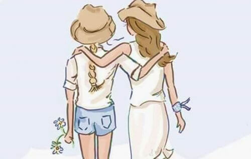 donne amiche che camminano a braccetto