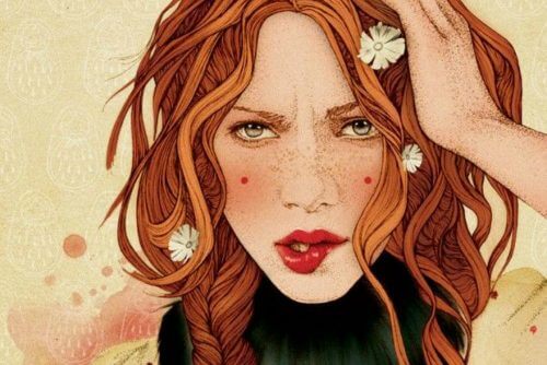 Donna preoccupata che si morde il labbro