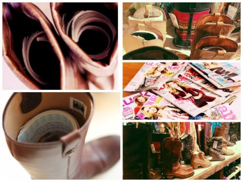 Conservare gli stivali con i giornali