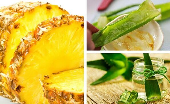 ananas a fette e gel di aloe vera