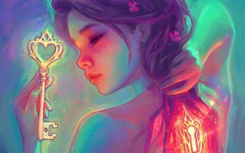 persone indimenticabili - ragazza disegnata con chiave a forma di cuore