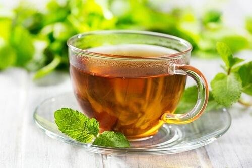 tazza di infuso al mentastro verde