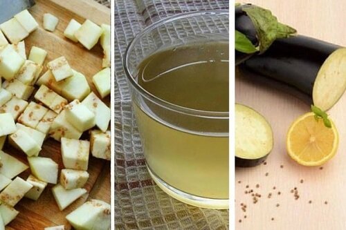 acqua di melanzane e melanzana a pezzi