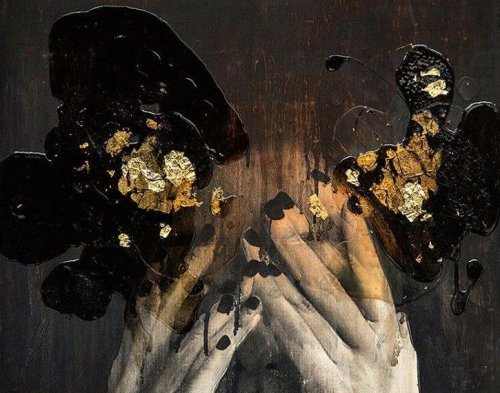 Dipinto raffigura donna che si copre gli occhi