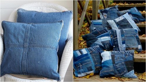 Cuscini fatti con vecchi jeans