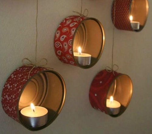 Lattine del tonno portacandele