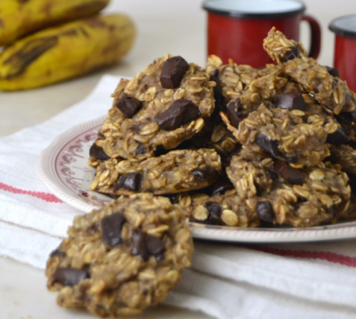 Biscotti di avena banana e cioccolato