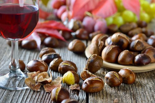 Castagne e vino rosso