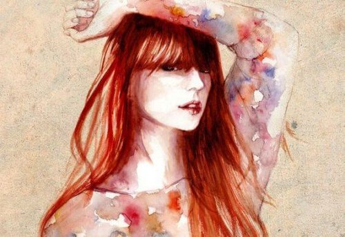 Disegno di donna con i capelli rossi