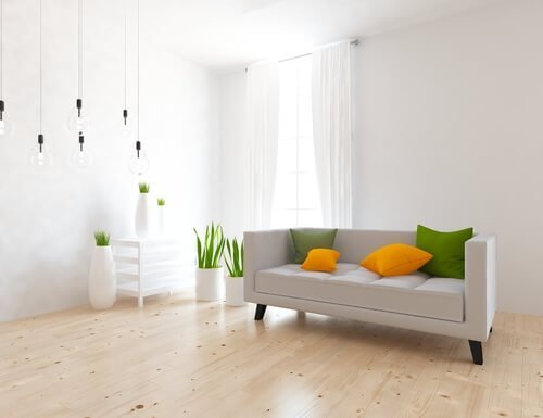 Soggiorno con decorazione minimalista
