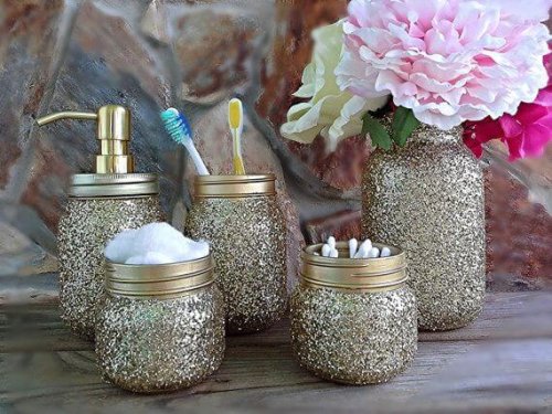 Barattoli di vetro con glitter