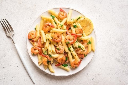 Pasta con gamberetti e limone