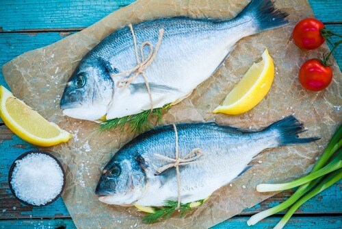 Pesce azzurro legato con lo spago