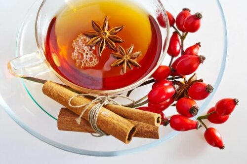 Infuso di rosa canina e falsi frutti delle rose.