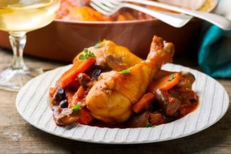 Coscia di pollo al limone e peperoni.