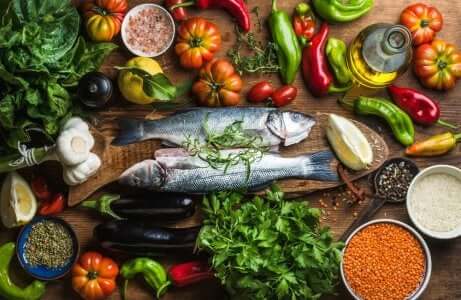 Alimenti della dieta mediterranea.