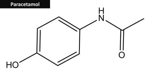 Struttura chimica del paracetamolo.