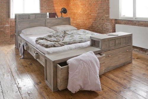 Letto contenitore con cassetti.